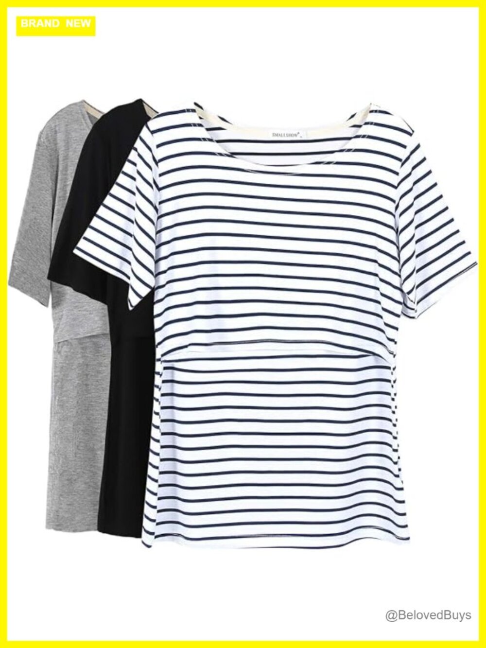 Womens Maternity Nursing Tops Short Sleeve Breastfeeding Tees 3 Pack